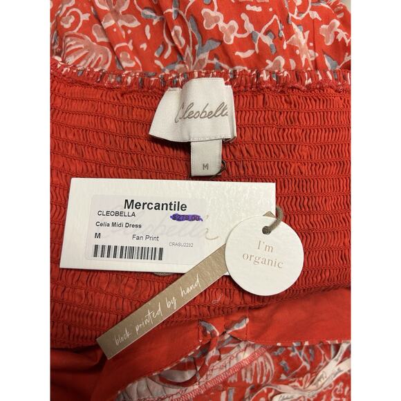 CLEOBELLA Celia Midi Organic Cotton Dress Fan Block Print Woman’s Size M NEW NWT - Picture 11 of 16